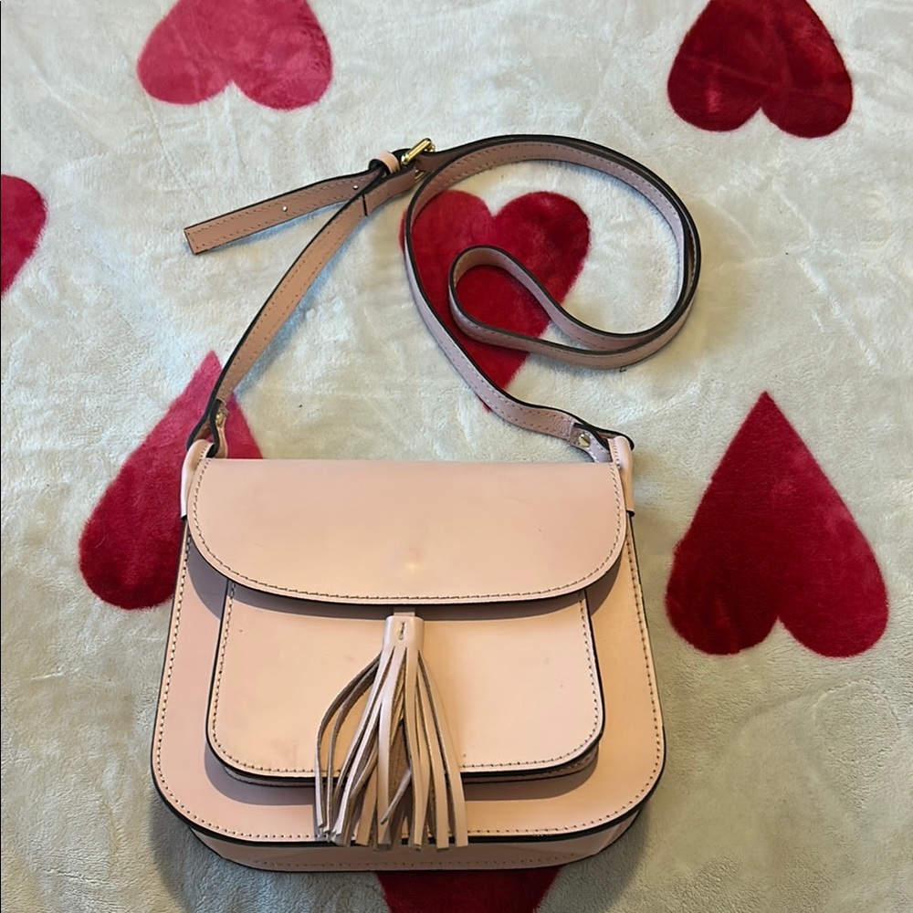 Baby Pink Leather Crossbody Bag